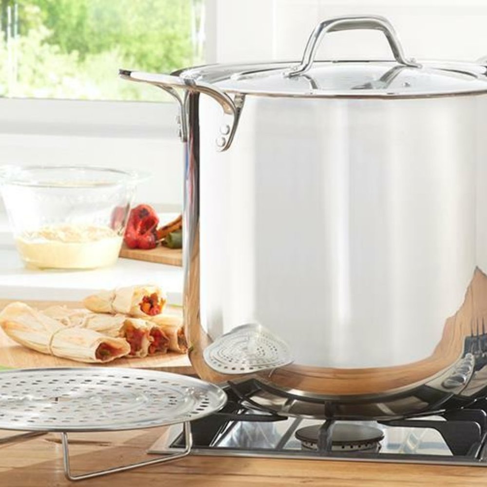 Princess House Heritage Stainless Classic 25-Qt. Stockpot w/ Steaming Rack